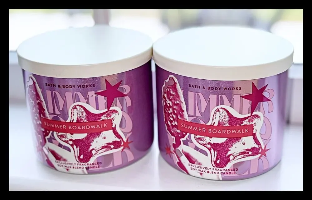 Lot of 2 Bath & Body Works Summer Boardwalk Large 3-Wick Candle 14.5oz